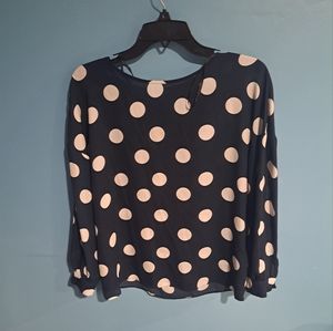 Primark navy blue polka dot blouse